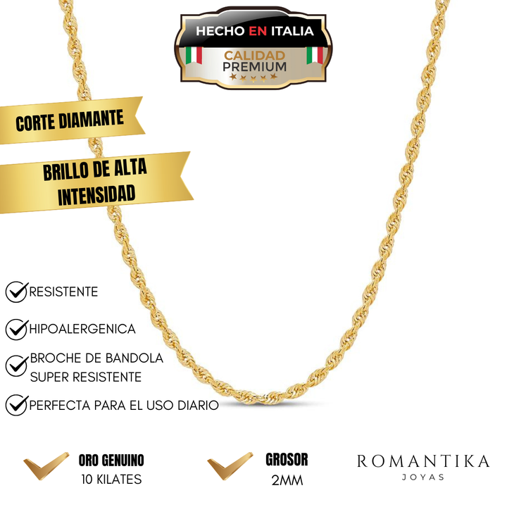 Cadena Torzal 2mm Oro 10K
