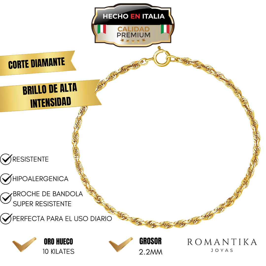 Pulsera Torzal 2.2mm Oro 10 Kilates