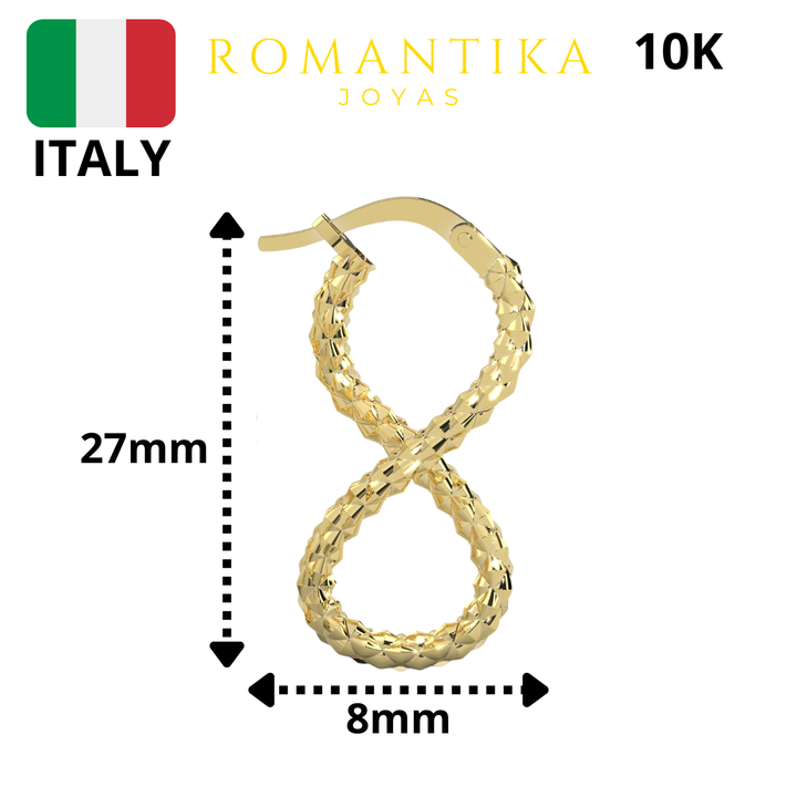 Arete Infinito Facetado Super Brillante 10k