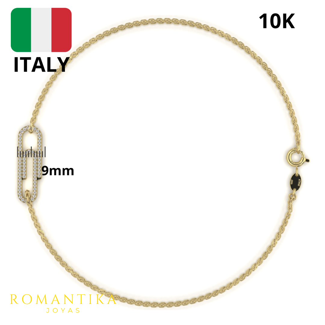 Pulsera Clip Brilloso 18cm 9mm 10k