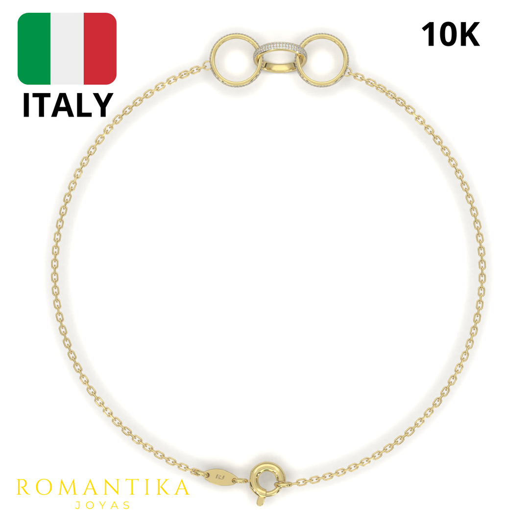 Pulsera Triple Aro Brilloso 18cm 10k