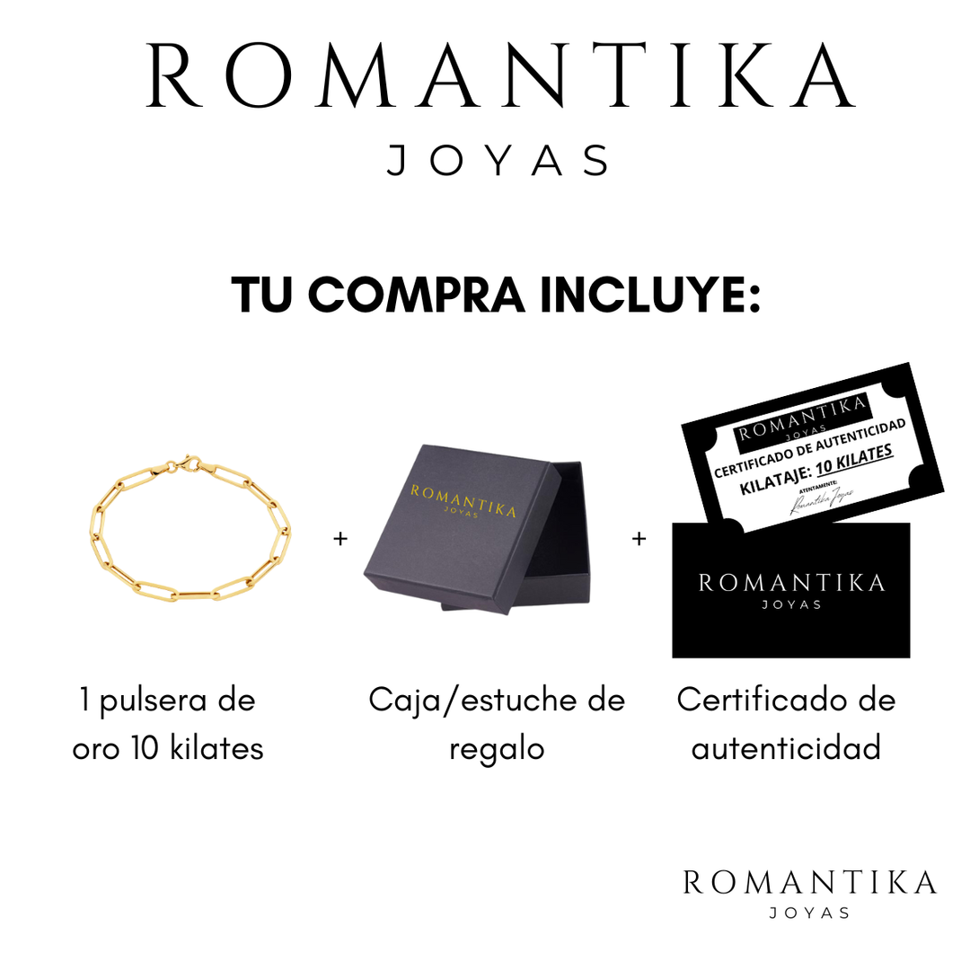 Pulsera Paperclip 4mm Oro 10 Kilates