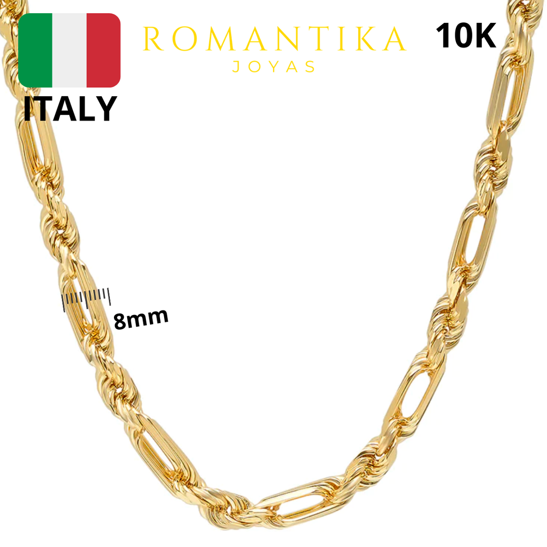 Cadena Milano Figaro Torzal 8mm 10k 65cm