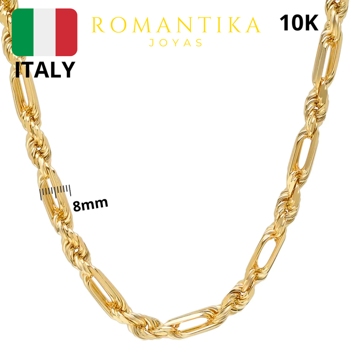 Cadena Milano Figaro Torzal 8mm 10k 65cm
