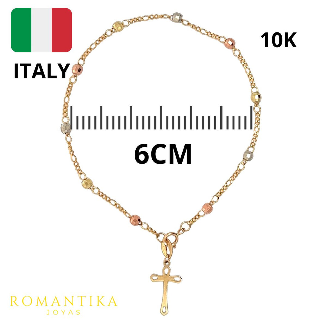 Pulsera Misterio con Cruz Rosario 18cm 10k