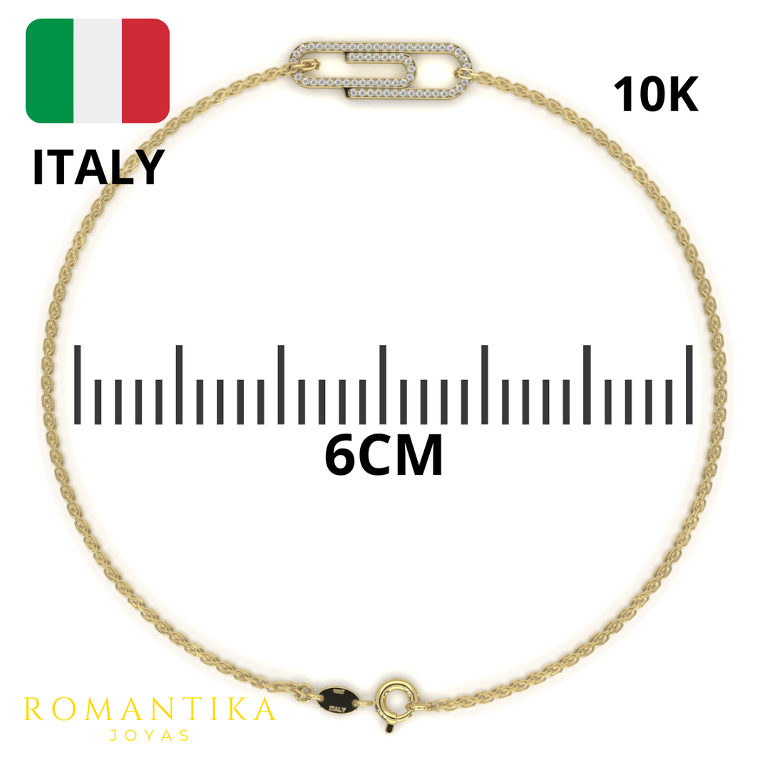 Pulsera Clip Brilloso 18cm 9mm 10k