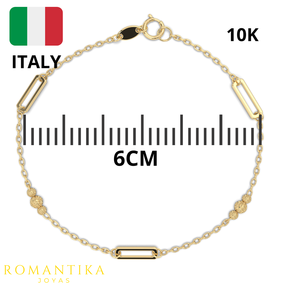 Pulsera Figaro Bolita 10k