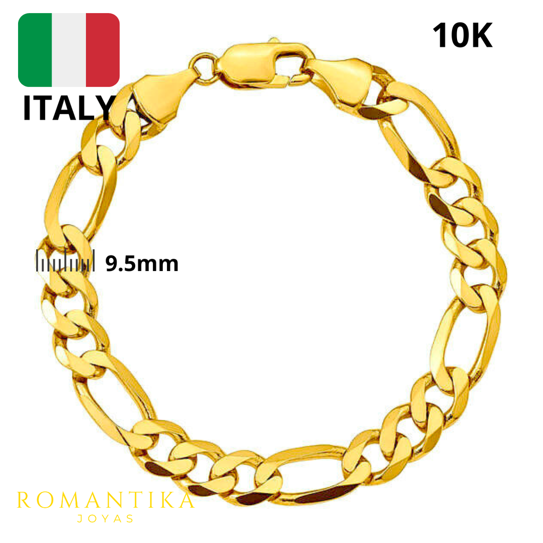 Pulsera Figaro Tejido 3x1 21cm 9.5mm 10k