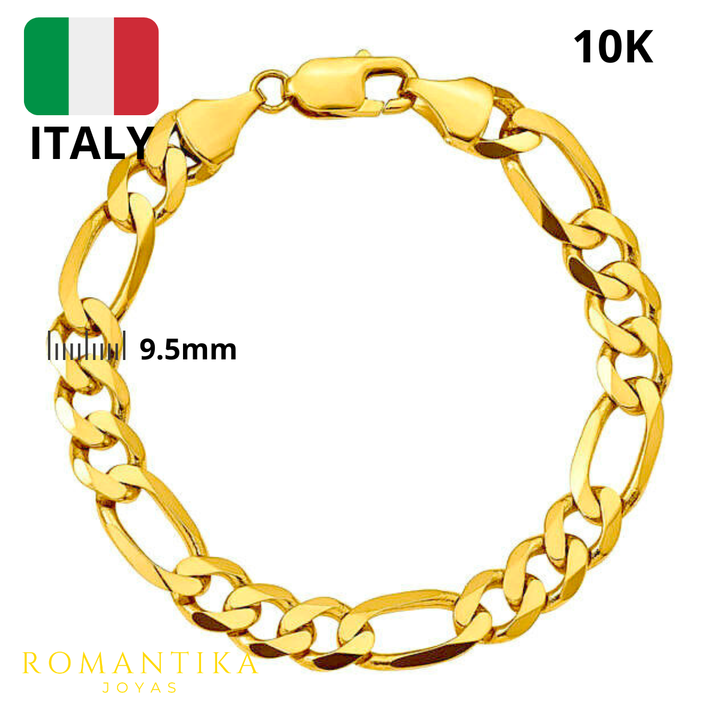 Pulsera Figaro Tejido 3x1 21cm 9.5mm 10k
