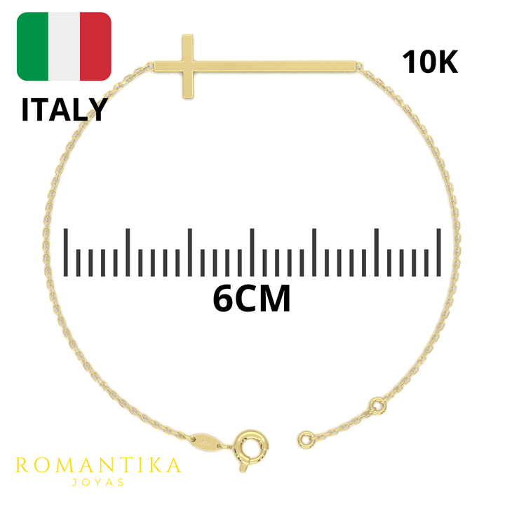 Pulsera Cruz Larga 18cm 10k