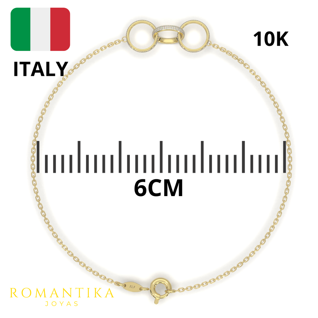 Pulsera Triple Aro Brilloso 18cm 10k