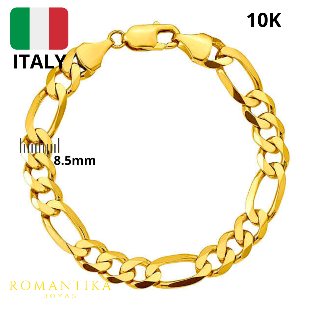 Pulsera Figaro Tejido 3x1 8.5mm 21cm 10k