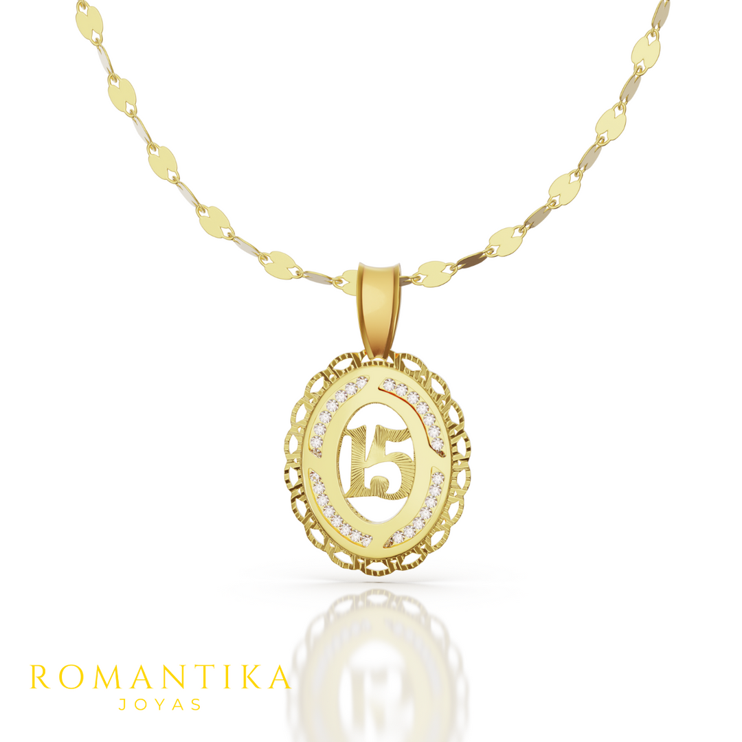 Medalla 15 Aรฑos Oro 10k Con Cadena 45cm Oro 10k Italy โ Romantika