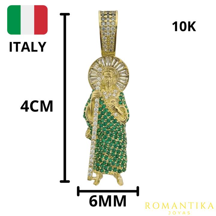 Dije San Judas Tadeo Con Zirconias Oro 10k