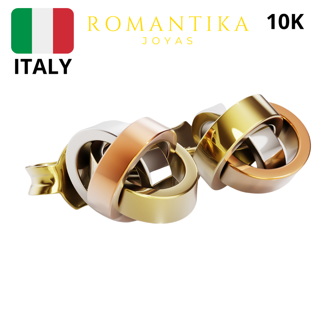 Aretes Broquel Bola De 3 Oros 10k