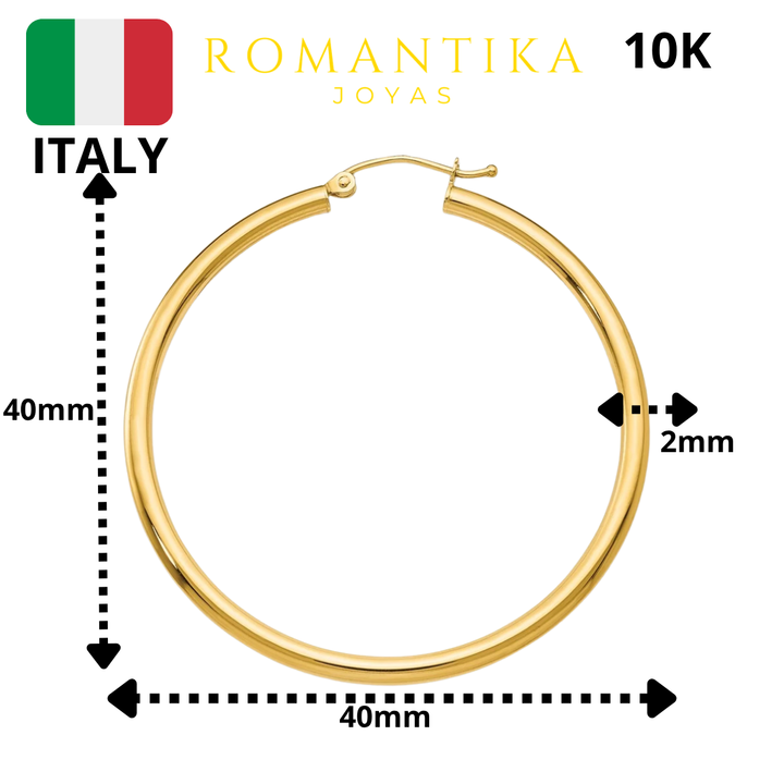 Arracada Tubular Grande 40mmx2mm 10k