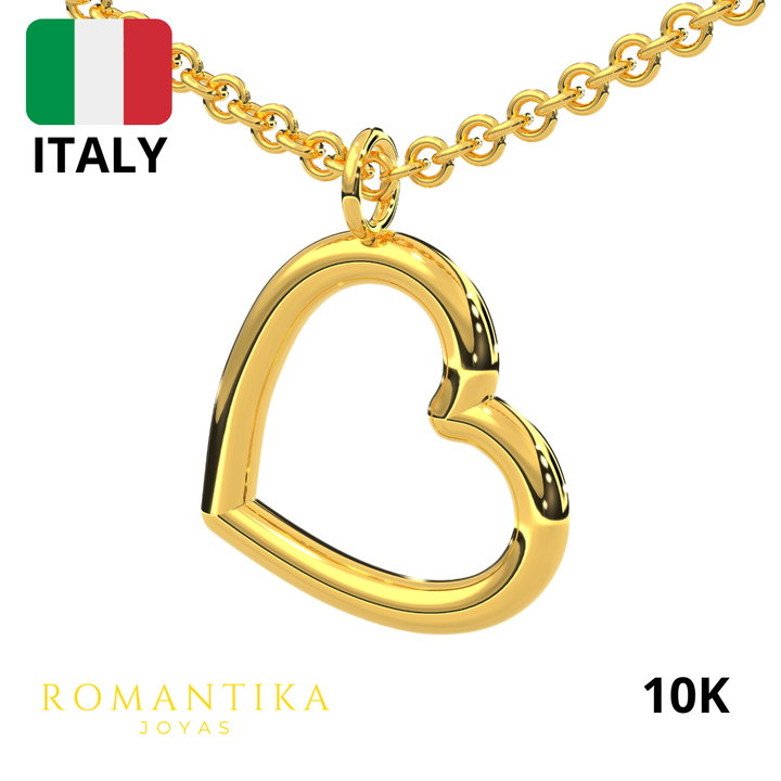 Collar Corazon Grande Tubular 10k