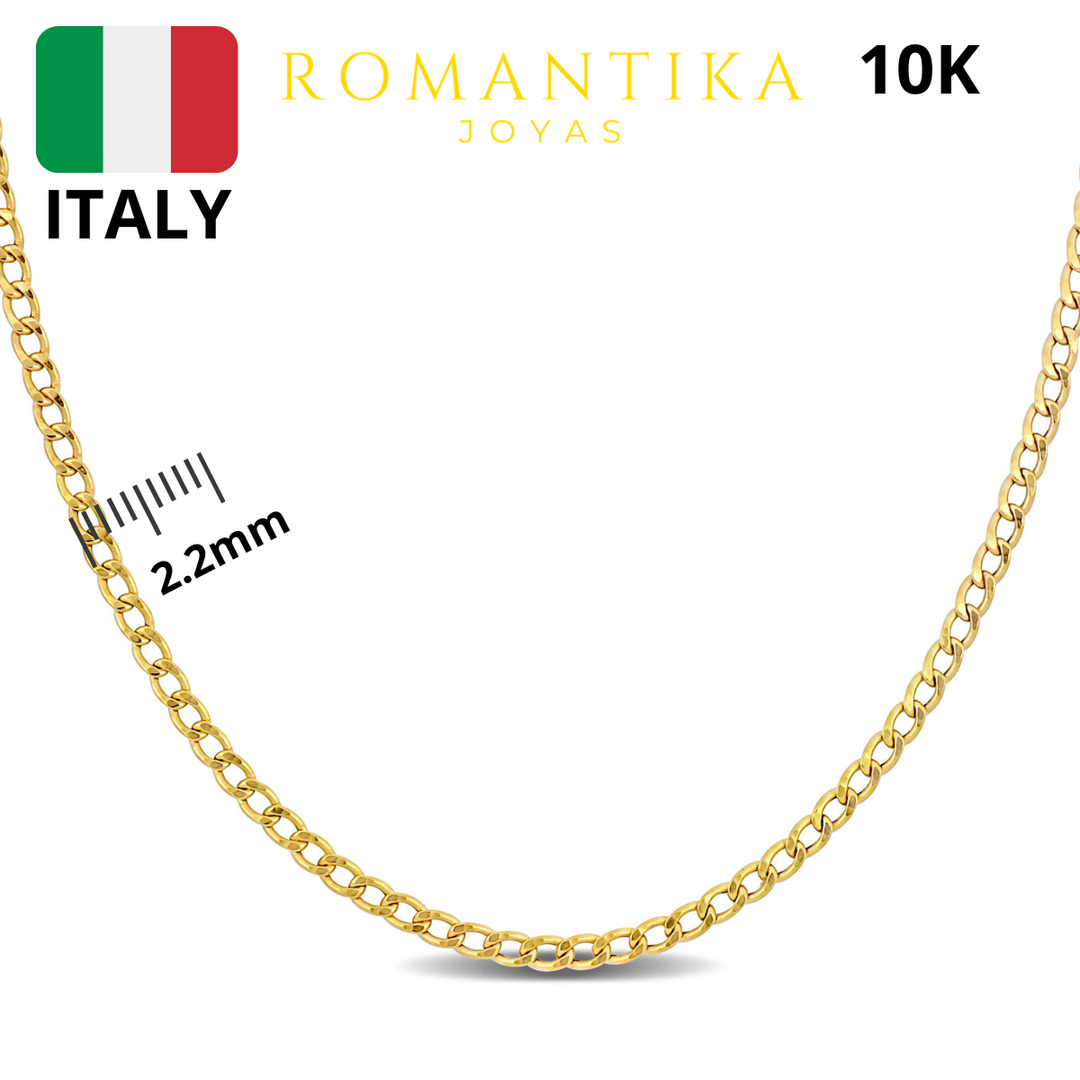 Cadena Barbada Cubana 10k  2.2mm