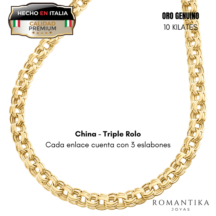 Cadena China Triple Rolo 4mm 10k