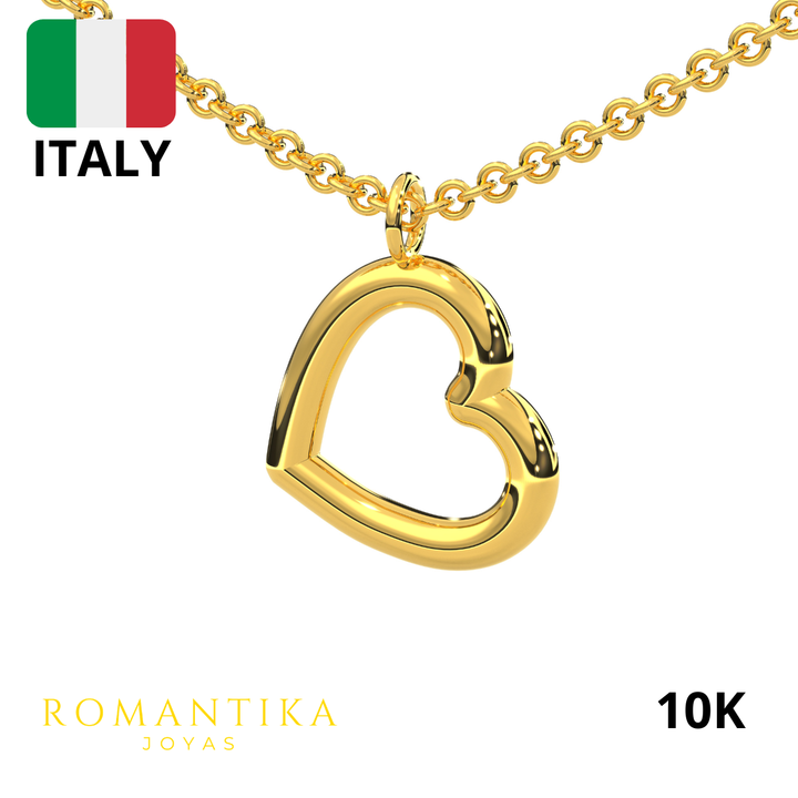 Collar Corazon Chico Tubular 10k