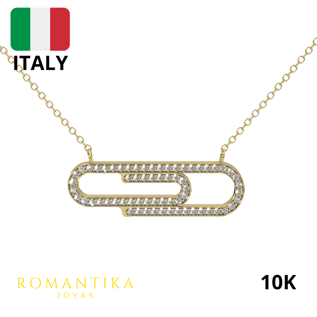Collar Clip Brilloso Con Cadena 45cm 10k