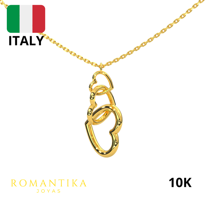 Collar Triple Corazon 10k