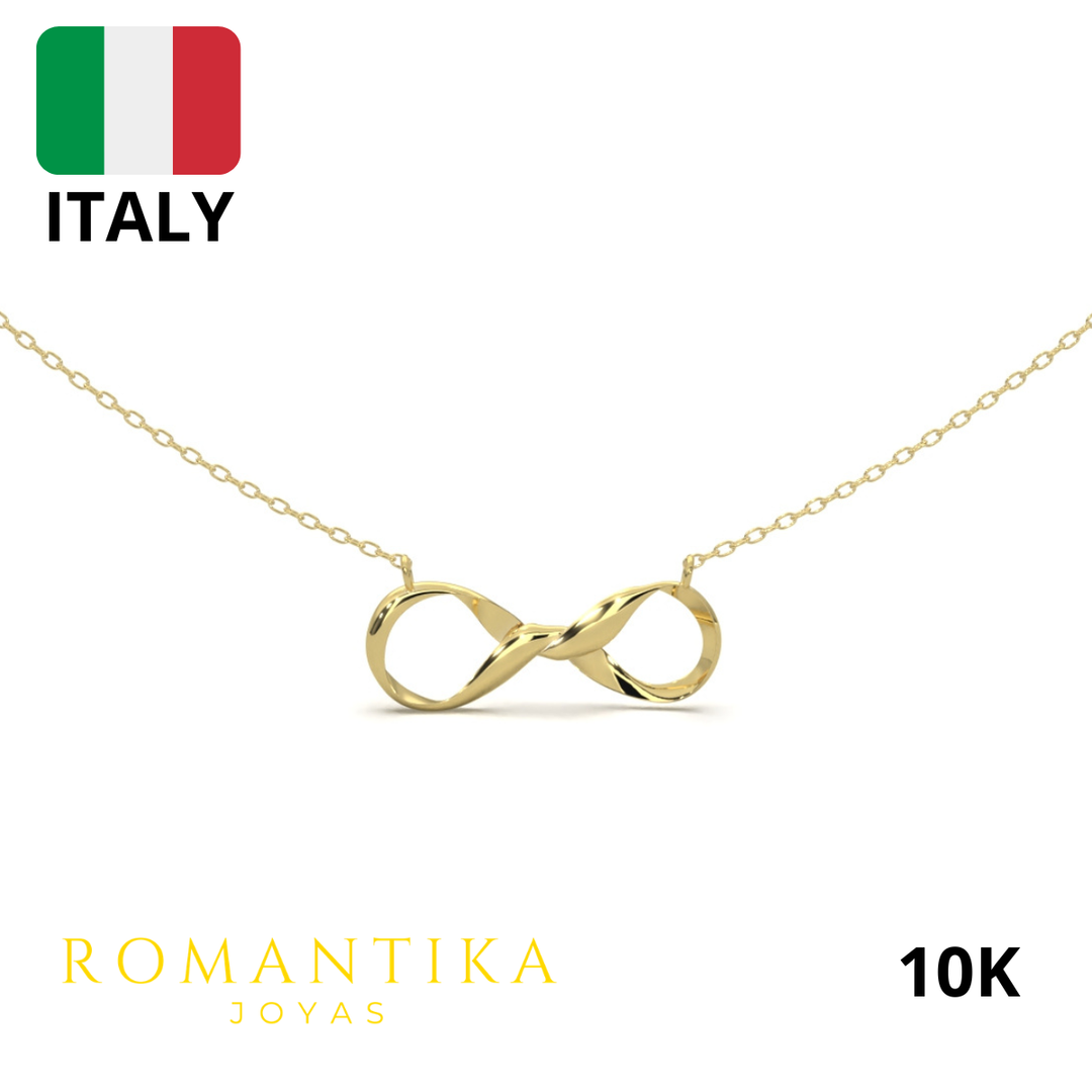 Collar Moño Infinito Con Cadena 45cm 10k