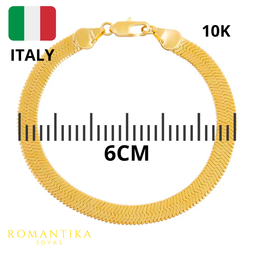 Pulsera Panza De Víbora 18cm 5mm 10k