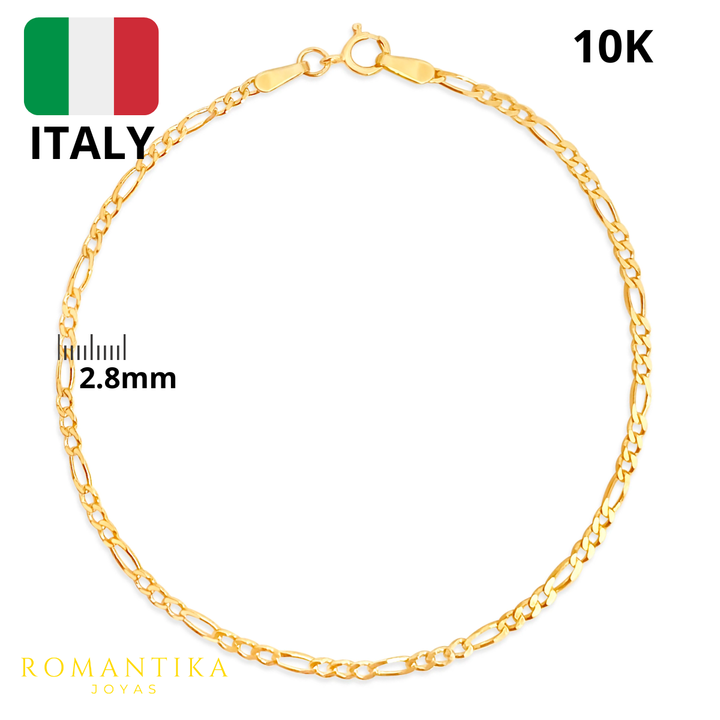 Pulsera Figaro 3x1 10k 2.8mm
