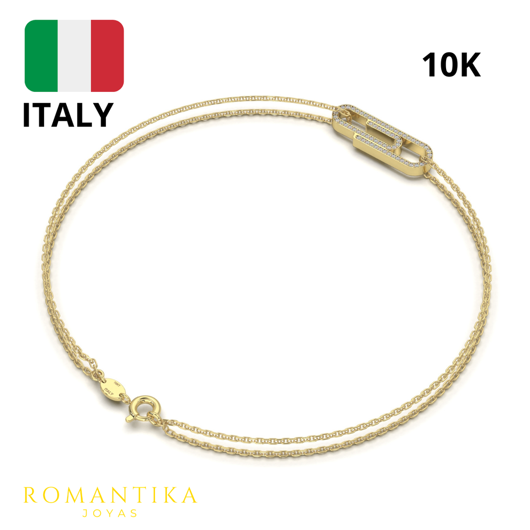 Pulsera Clip Brilloso 18cm 9mm 10k