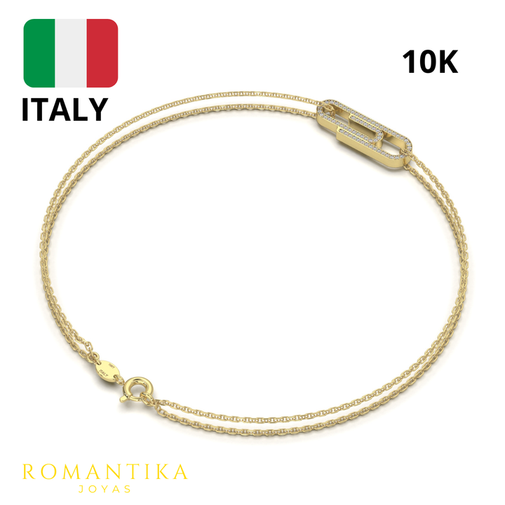 Pulsera Clip Brilloso 18cm 9mm 10k