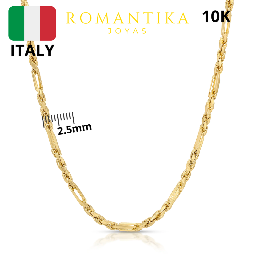 Cadena Milano Figaro Torzal 10k 2.5mm