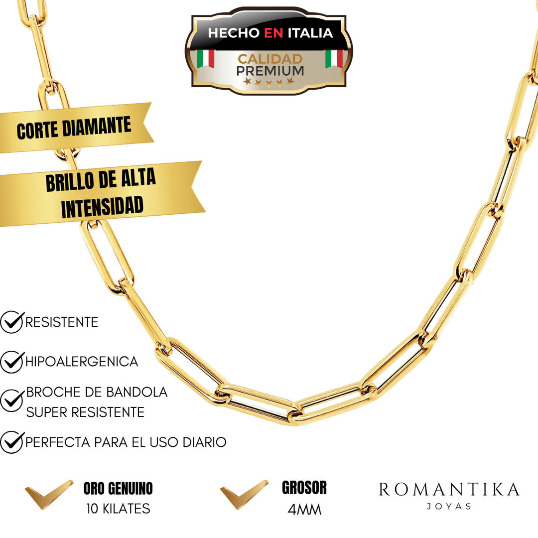 Cadena Paperclip 4mm 10k