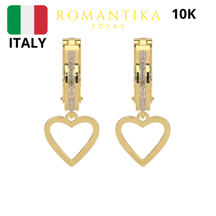 Arracada con Pendiente Corazón 10k