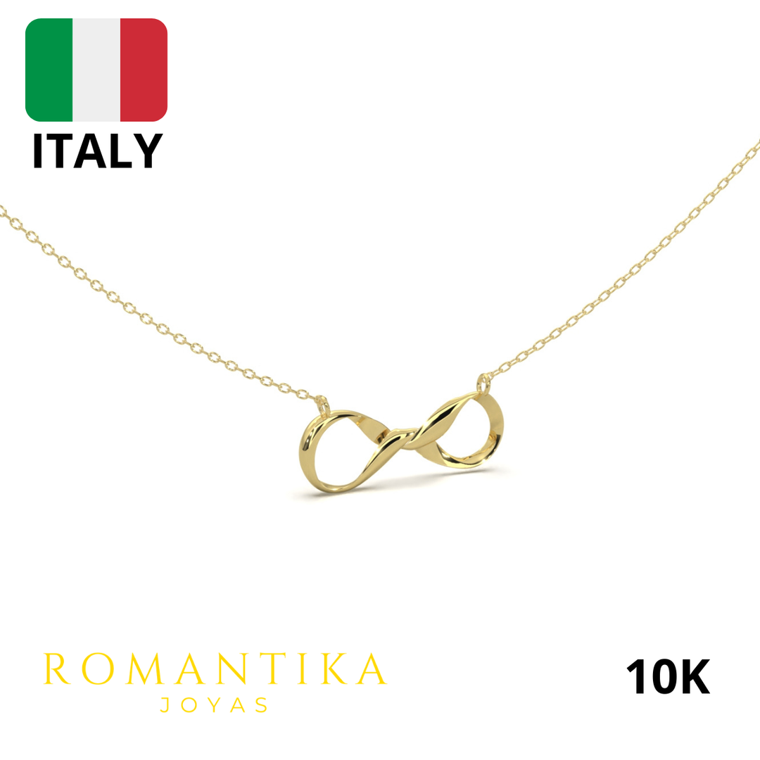Collar Moño Infinito Con Cadena 45cm 10k