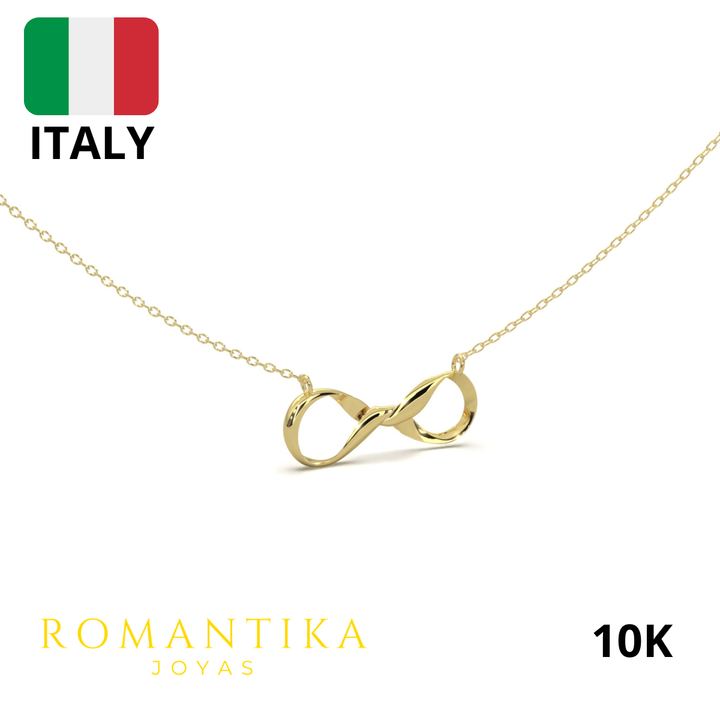 Collar Moño Infinito Con Cadena 45cm 10k