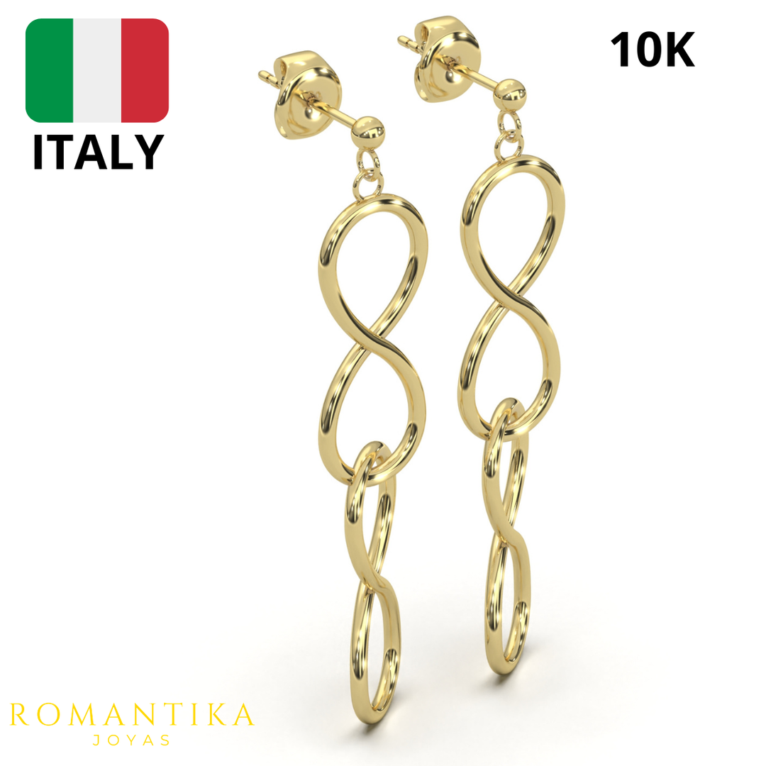 Arete Pendiente Doble Infinito 10k