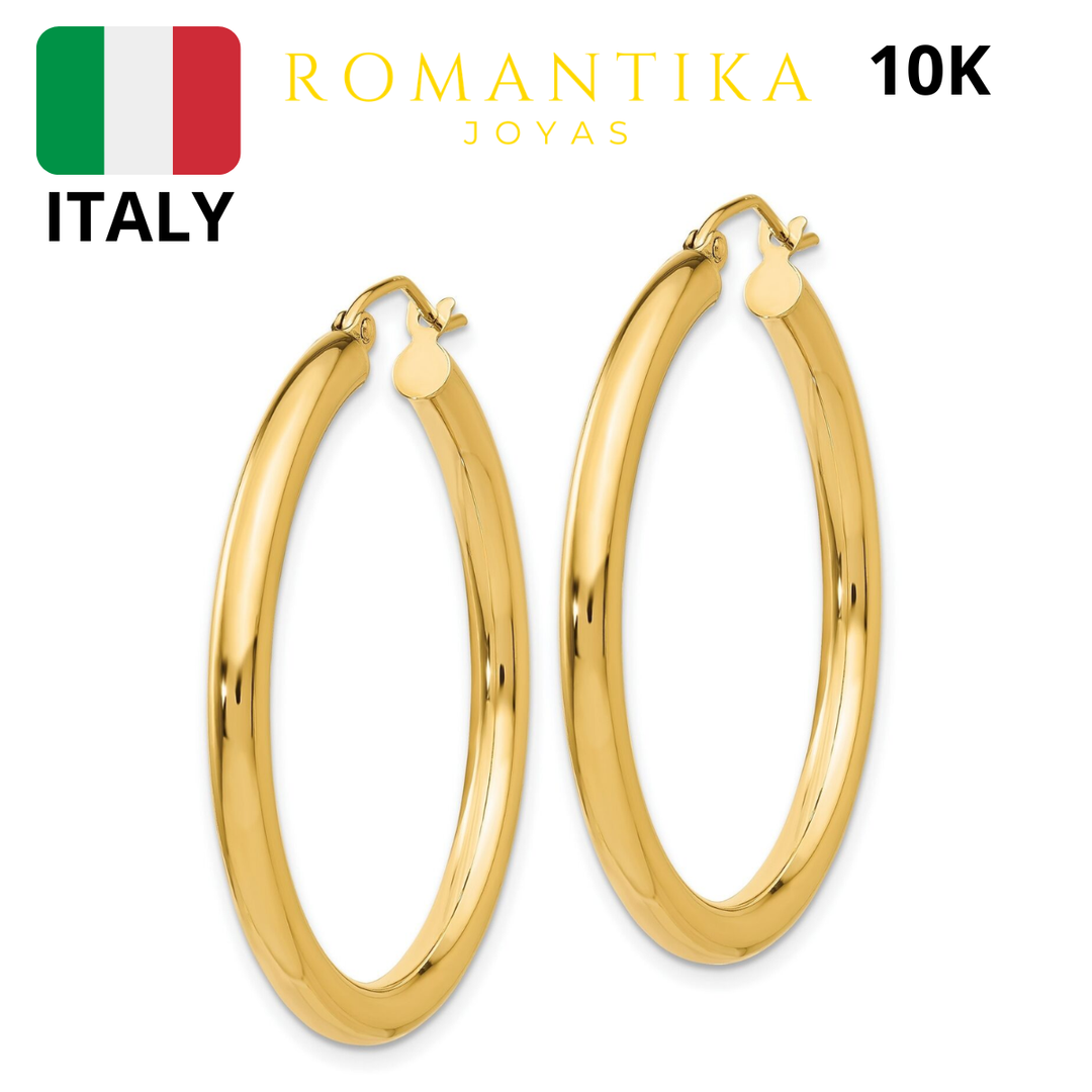 Argollas Tubular 25mm x 3mm 10k