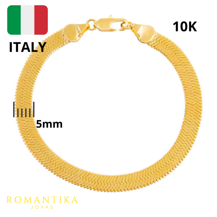 Pulsera Panza De Víbora 18cm 5mm 10k