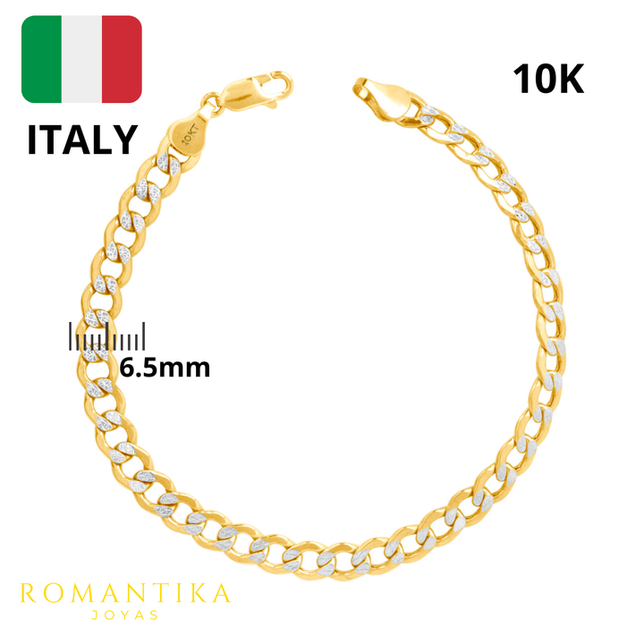 Pulsera Barbada Diamantada 21cm 6.5mm 10k