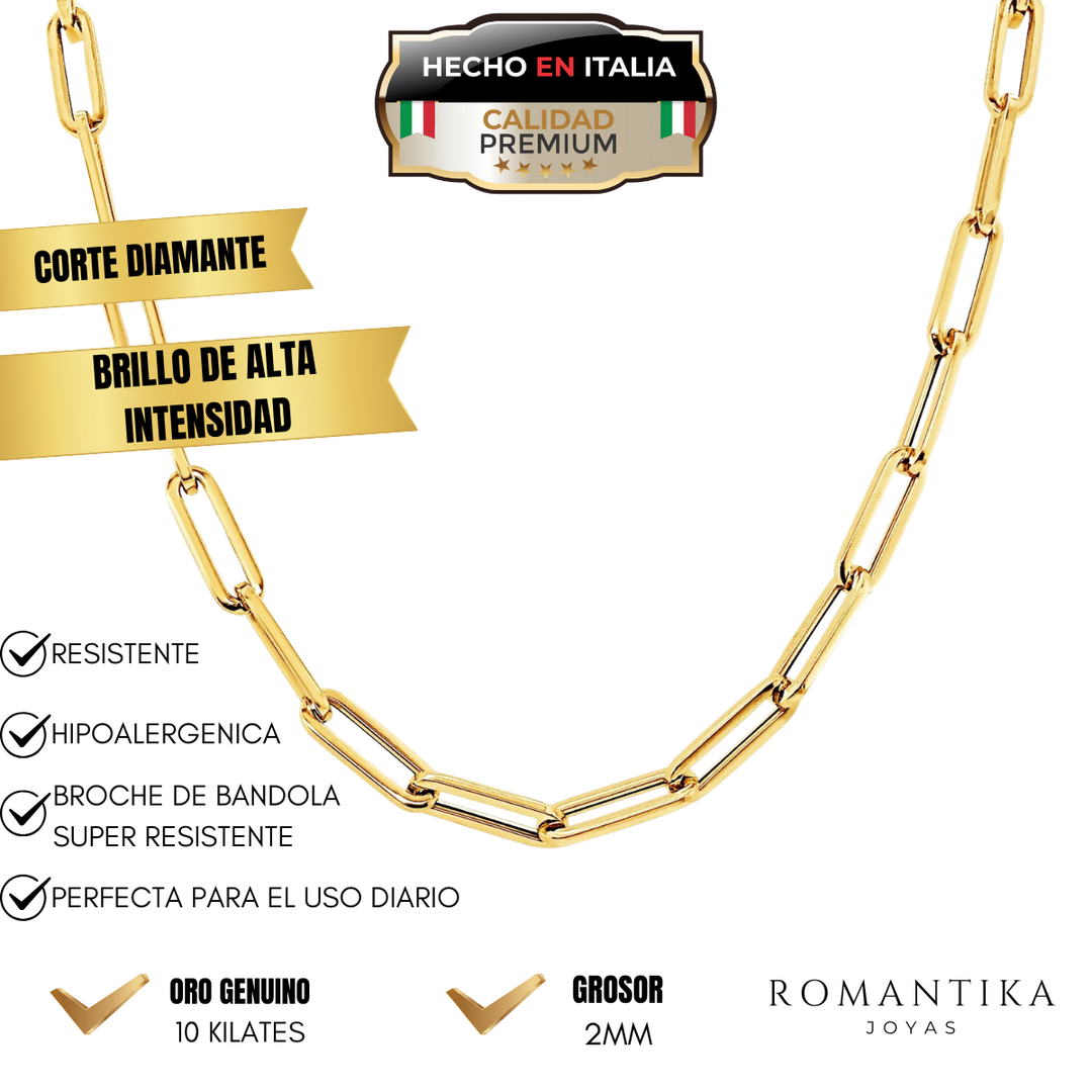Cadena Paper Clip 2mm Oro 10K