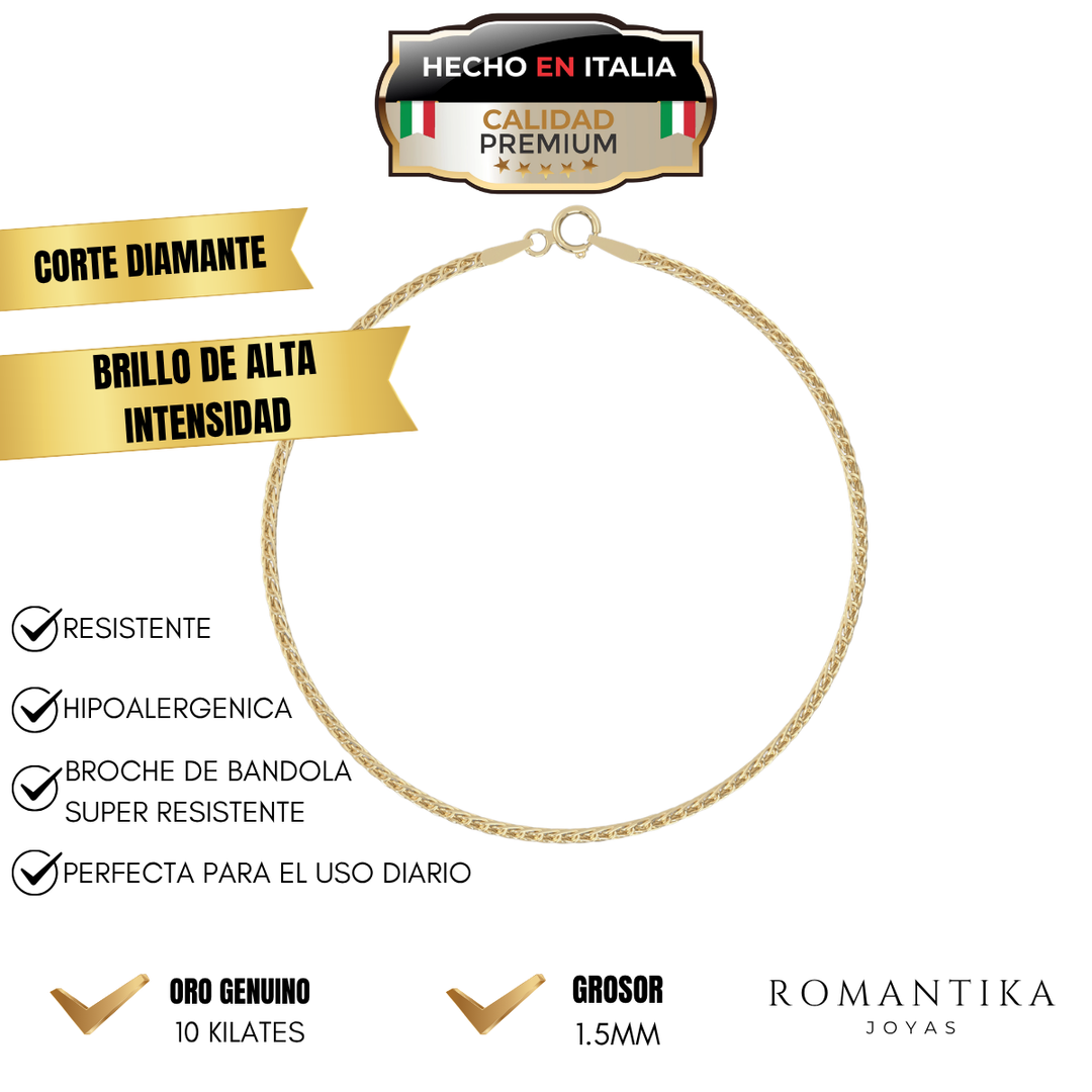 Pulsera Spiga Cola De Zorro 1.5mm 10k
