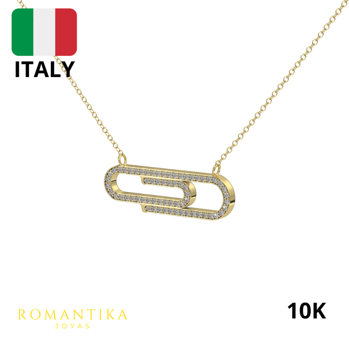Collar Clip Brilloso Con Cadena 45cm 10k