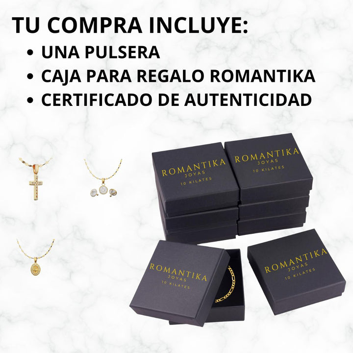 Pulsera Misterio con Cruz Rosario 18cm 10k