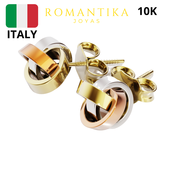 Aretes Broquel Bola De 3 Oros 10k
