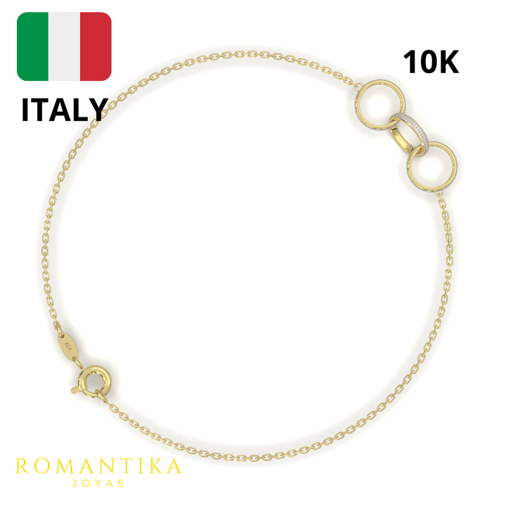 Pulsera Triple Aro Brilloso 18cm 10k