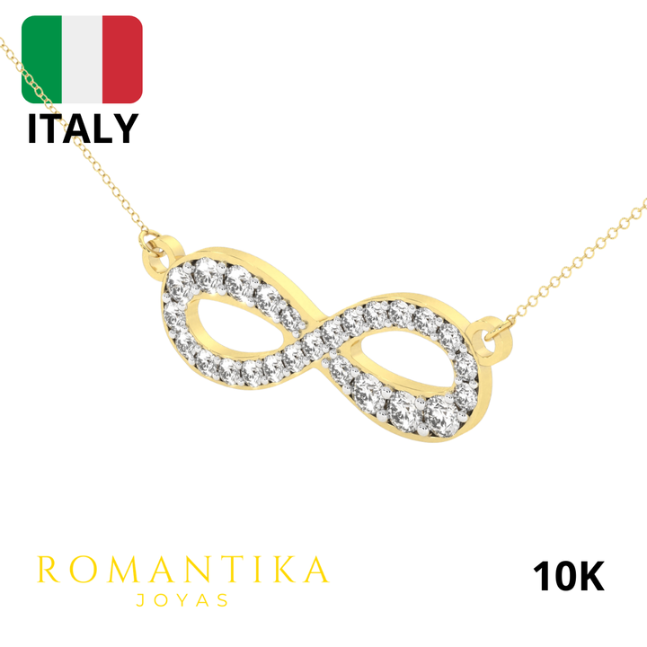 Collar Infinito Brilloso Con Cadena 45cm 10K
