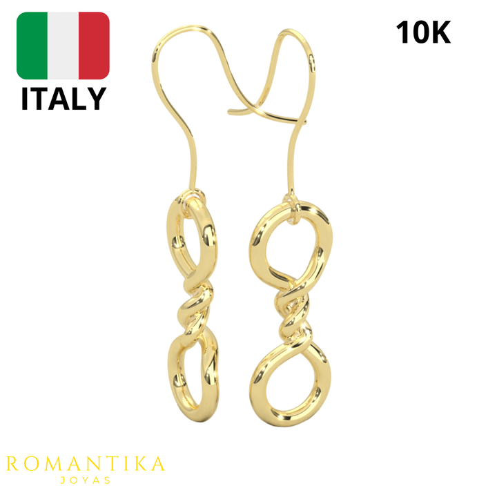 Aretes Pendientes Doble Nudo 10k