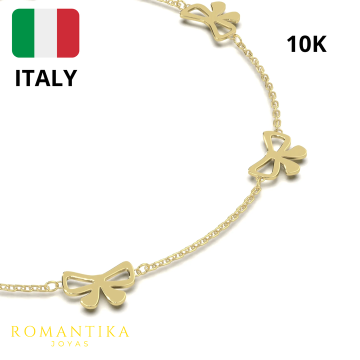 Pulsera 4 Moños 18cm 10k