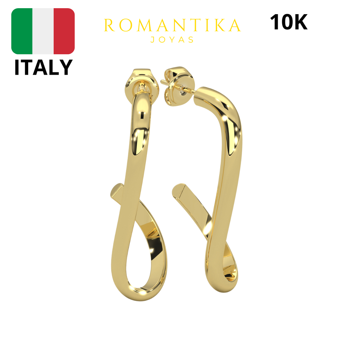 Aretes Pendientes Moño Largo 10k